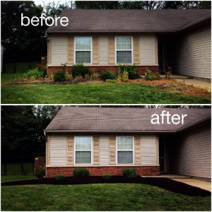 Mulch Installation - Before & After in Lawrence, IN